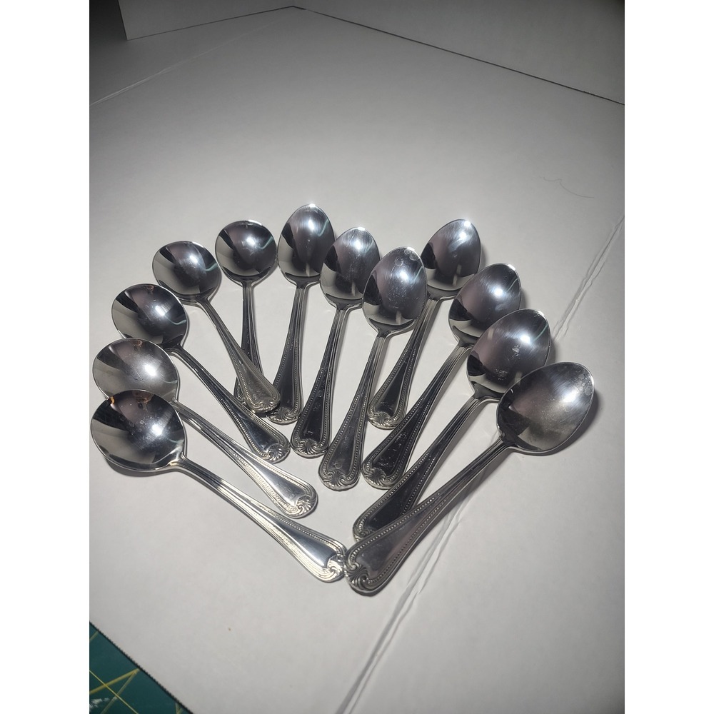Reed & Barton 18/10 Stainless Steel Spoons Set of 11 Beaded Scroll Pattern